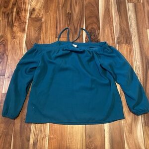 GB Girls Blue Off-the-Shoulder 3/4 Sleeve Blouse